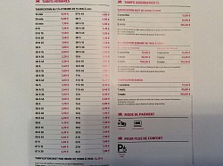 Le parking souterrain Malraux( à 5 mn du Meublé) possibilité de réserver une place à votre arrivée.Tarif  ci Dessus